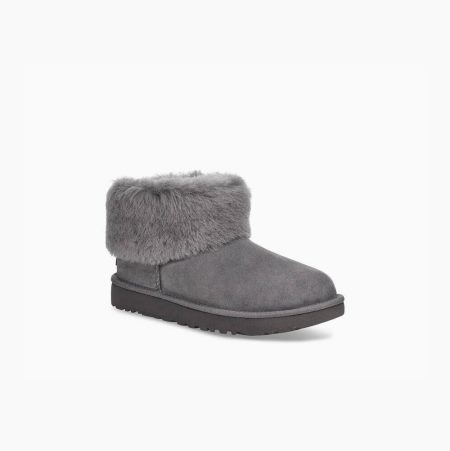 UGG Classic Mini Fluff - Boots Dame - Dyp Grå (NO-F919)